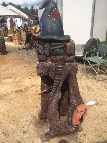 Chainsaw Carving Witched Hat Fairy House Michele Vanderpyle