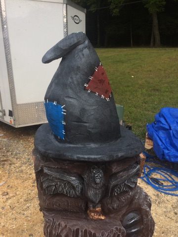 Chainsaw Carving Witched Hat Fairy House