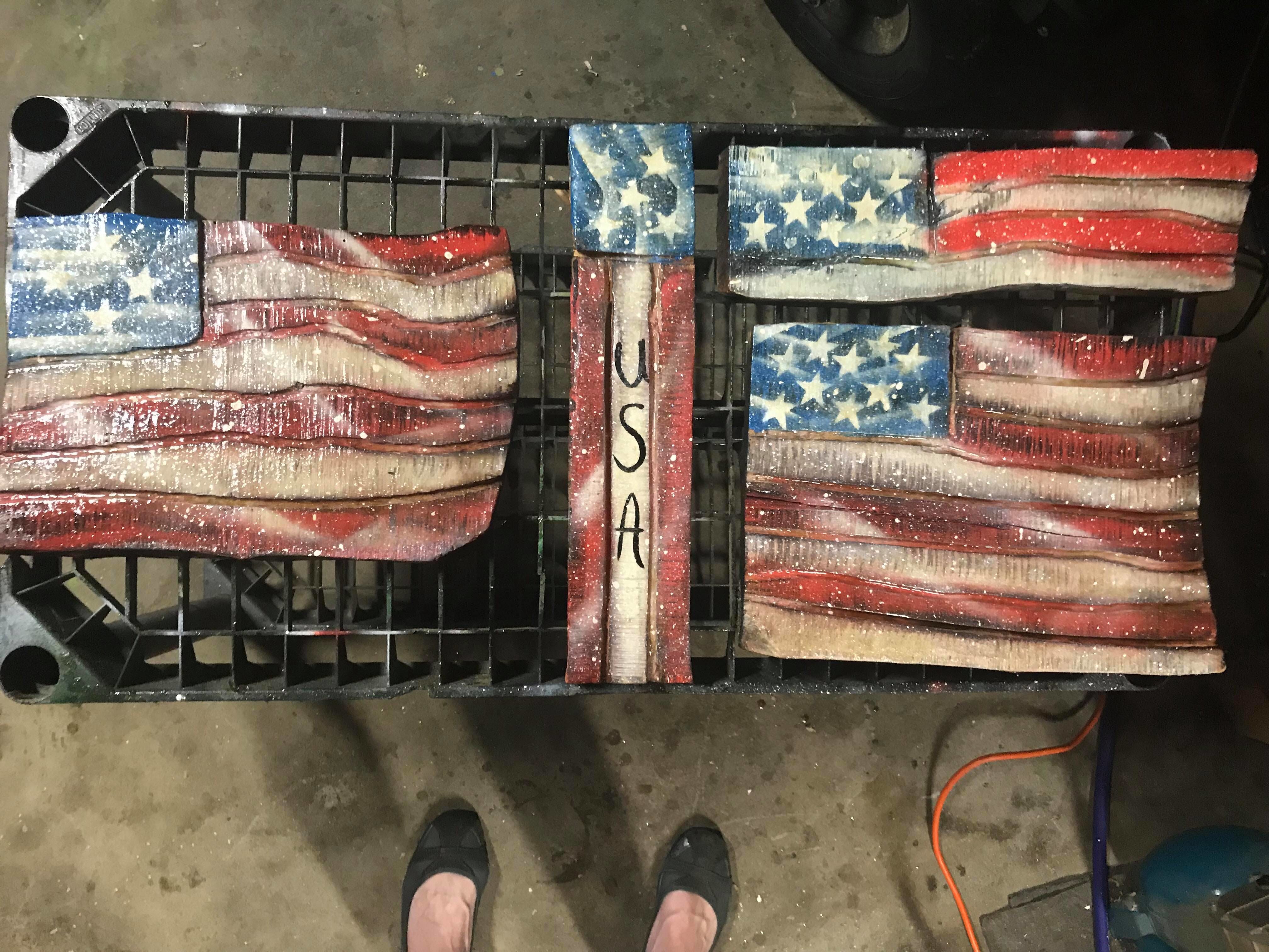 Chainsaw Carvings USA Flag